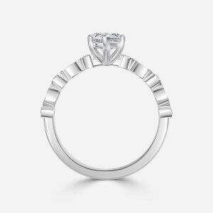 Trine Marquise Unique Diamond Engagement Ring 14K / 18K Solid Gold