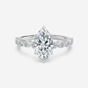 Trine Marquise Unique Diamond Engagement Ring 14K / 18K Solid Gold