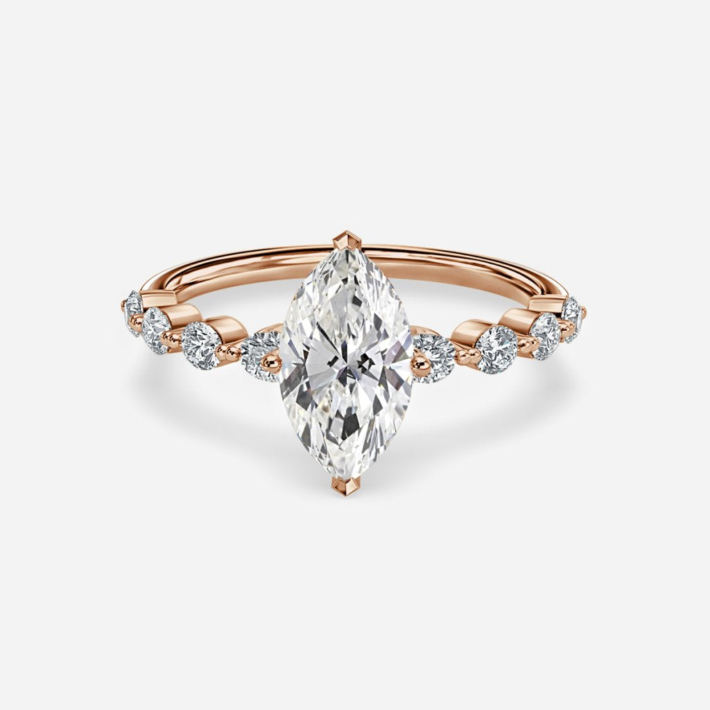 Tivian Marquise Unique Diamond Engagement Ring 14K / 18K Solid Gold