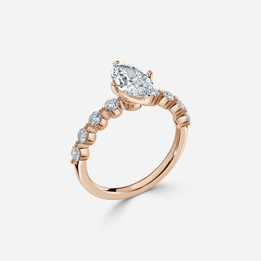 Tivian Marquise Unique Diamond Engagement Ring 14K / 18K Solid Gold