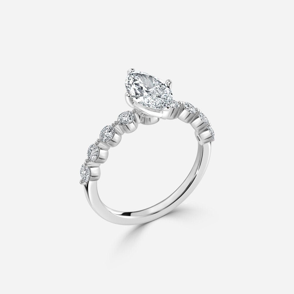 Tivian Marquise Unique Diamond Engagement Ring 14K / 18K Solid Gold