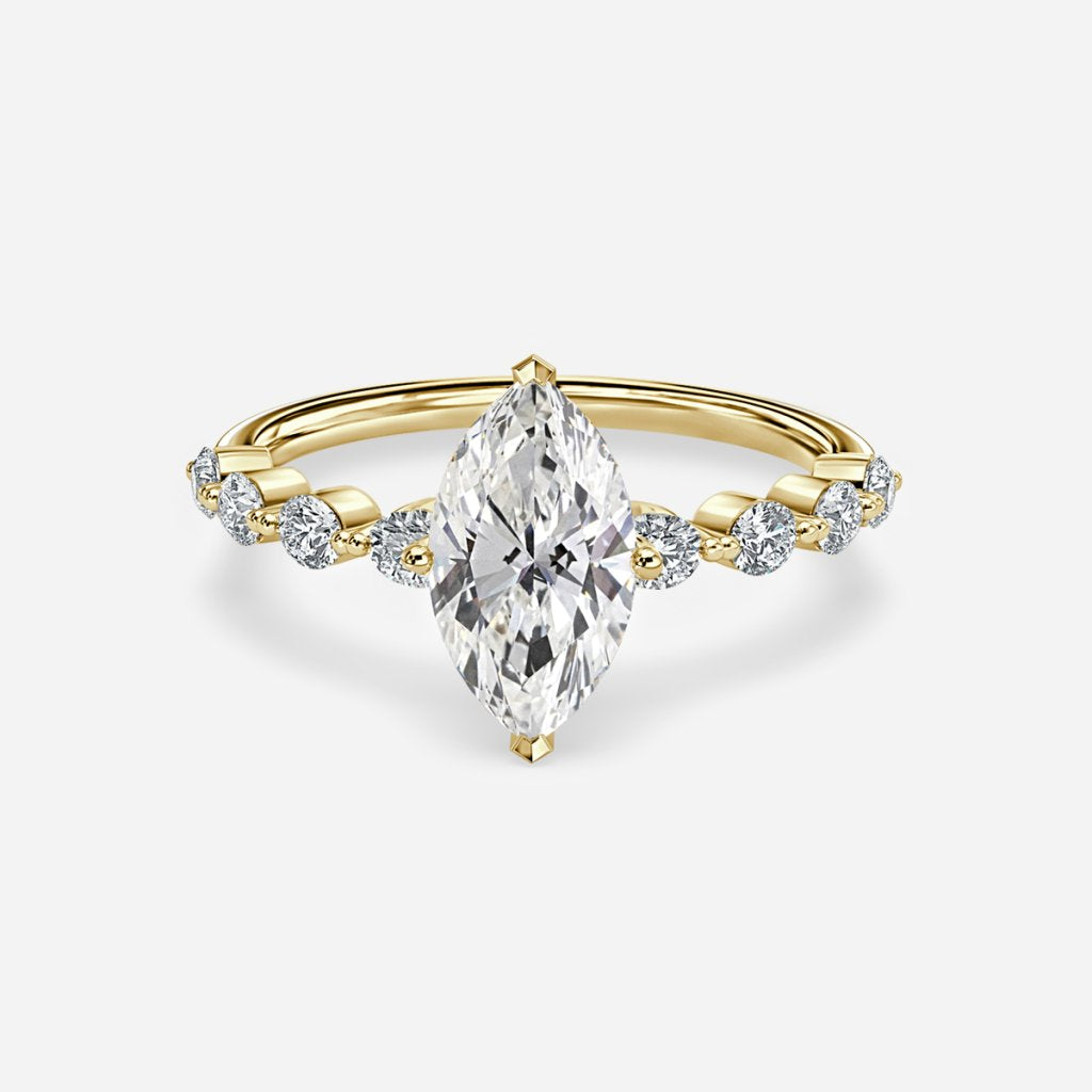 Tivian Marquise Unique Diamond Engagement Ring 14K / 18K Solid Gold