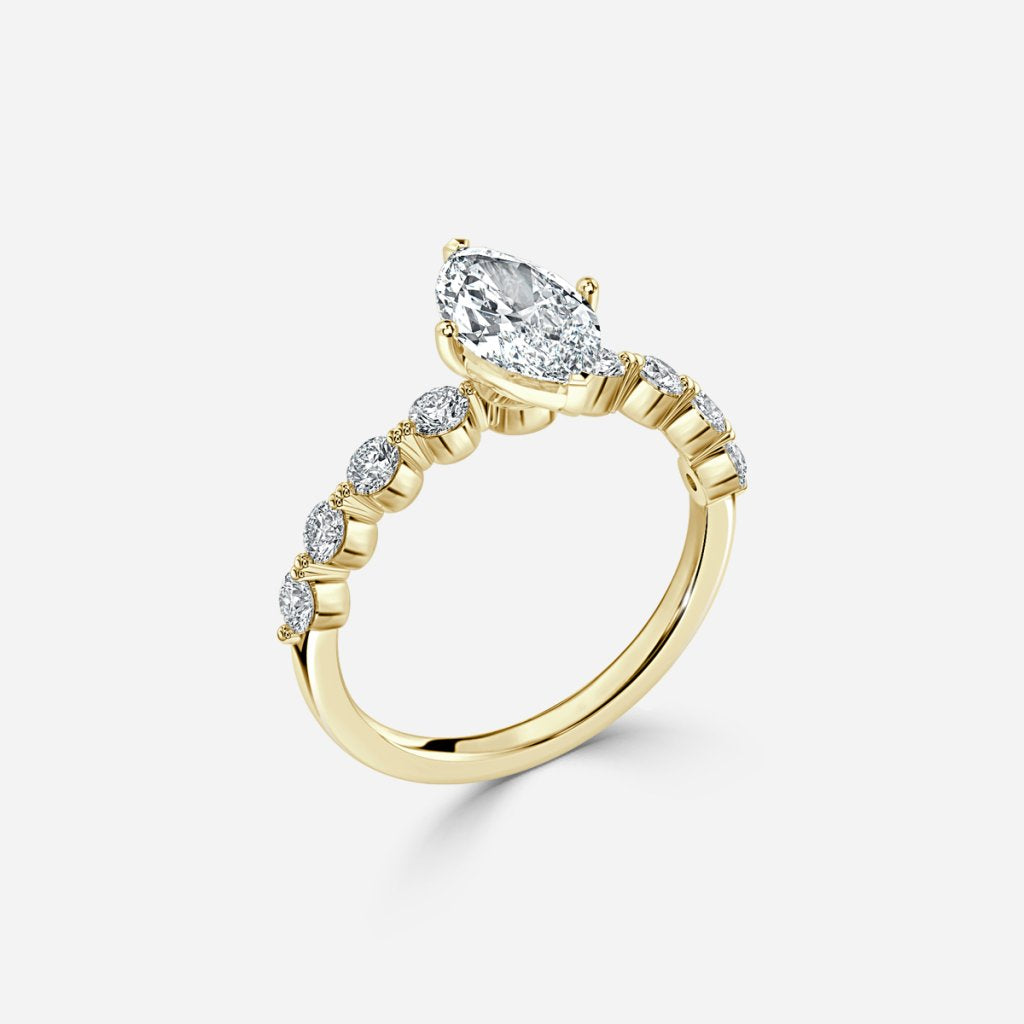 Tivian Marquise Unique Diamond Engagement Ring 14K / 18K Solid Gold