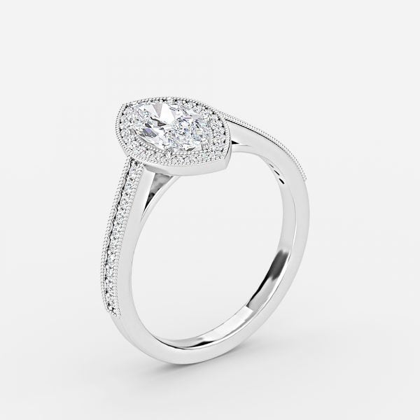 Flswin Marquise Halo Engagement Ring 14K / 18K Solid Gold