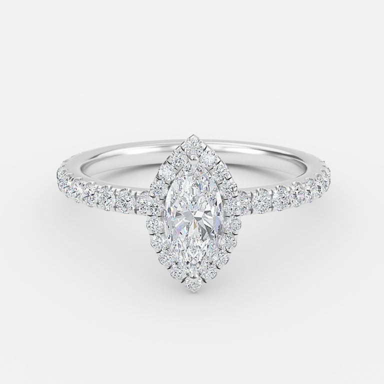 Killian Marquise Halo Engagement Ring 14K / 18K Solid Gold