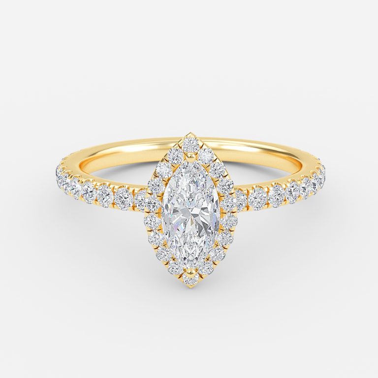 Killian Marquise Halo Engagement Ring 14K / 18K Solid Gold