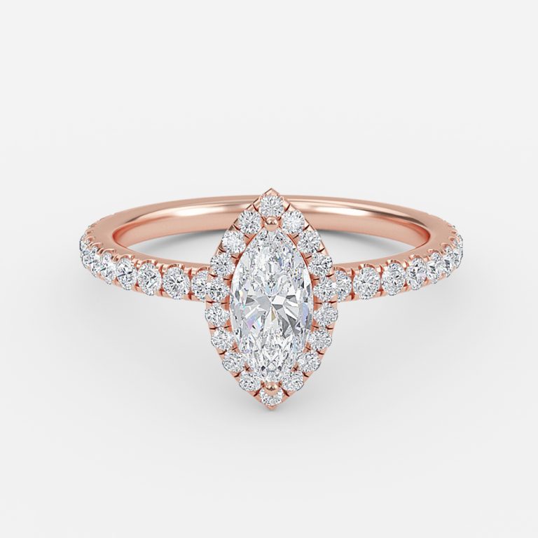 Killian Marquise Halo Engagement Ring 14K / 18K Solid Gold