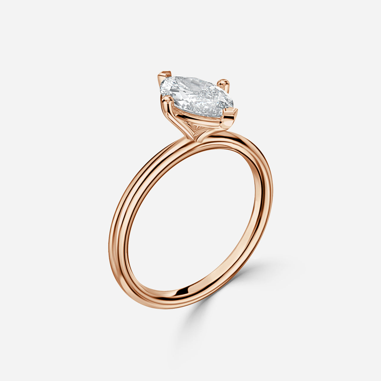 18k Gold 1ct D VVS1 Solitaire Marquise Engagement Ring Stella