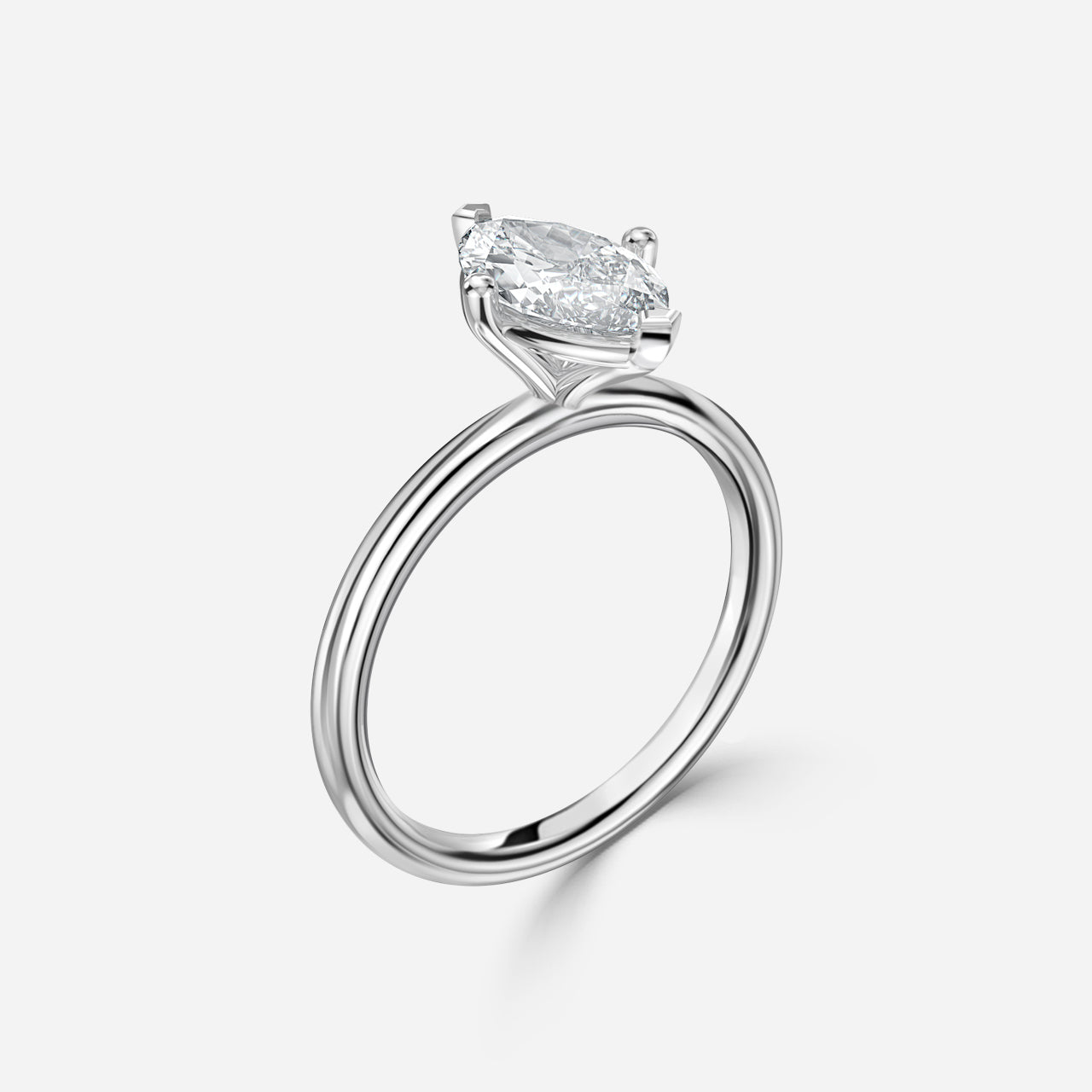 18k Gold 1ct D VVS1 Solitaire Marquise Engagement Ring Stella
