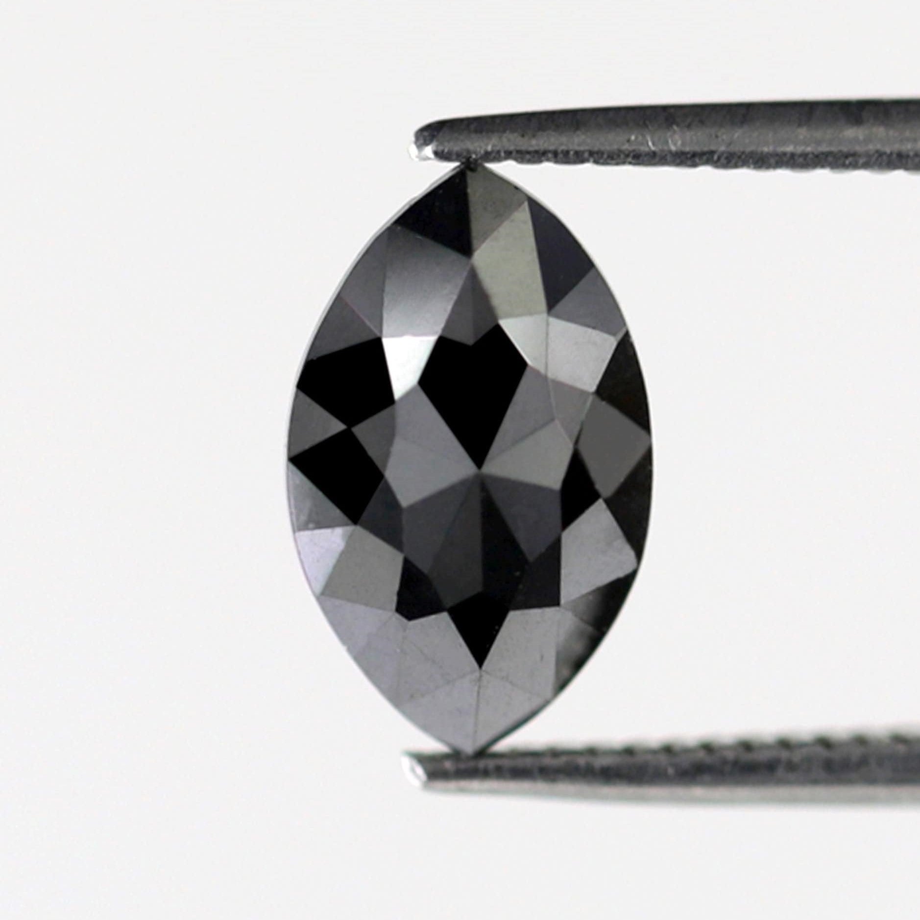 1.58 Carat Heated Black Diamond 9.7 x 6 x 3.4 MM Loose Natural Conflict Free Marquise Black Diamond Custom Design Engagement Ring - Blackdiamond