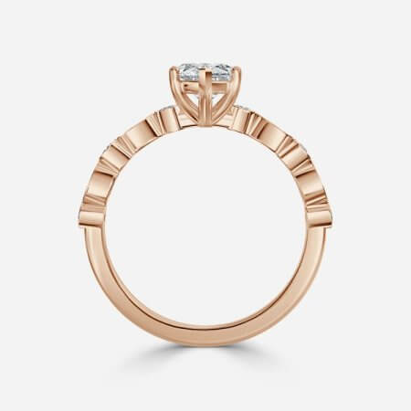 Trine Marquise Unique Diamond Engagement Ring 14K / 18K Solid Gold