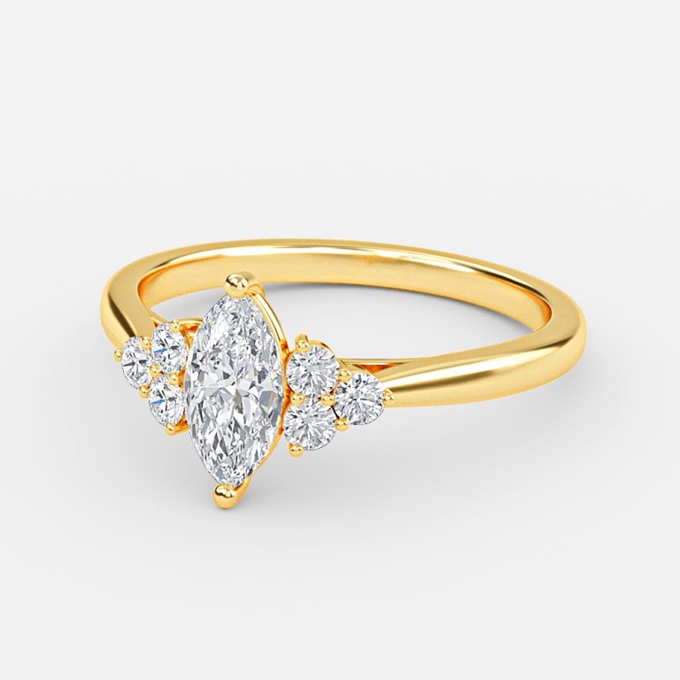 Nika Marquise Cluster Engagement Ring 14K / 18K Solid Gold