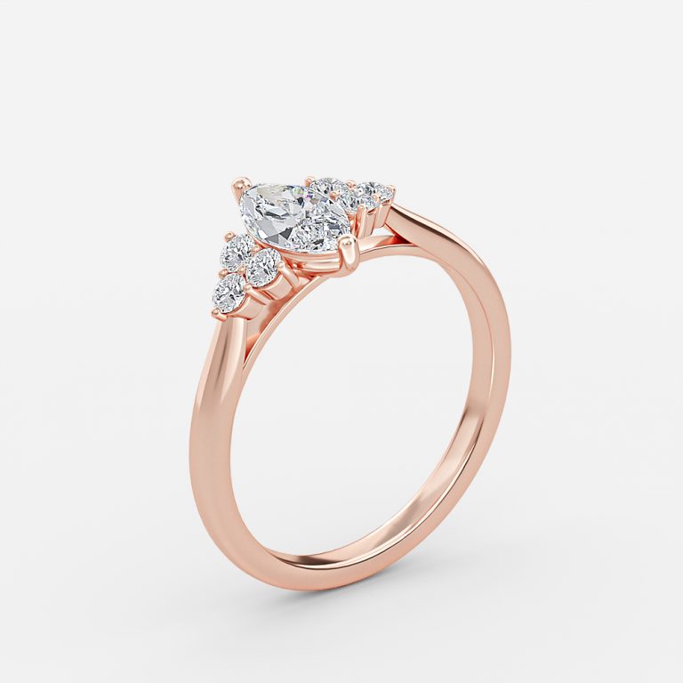 Nika Marquise Cluster Engagement Ring 14K / 18K Solid Gold