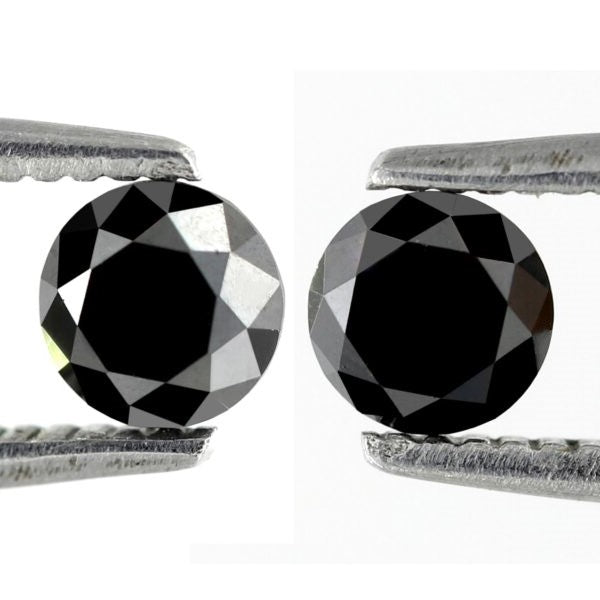 0.61 Carat 4.1 X 4.1 X 2.8 mm natural round black diamond pair for men earrings - Blackdiamond