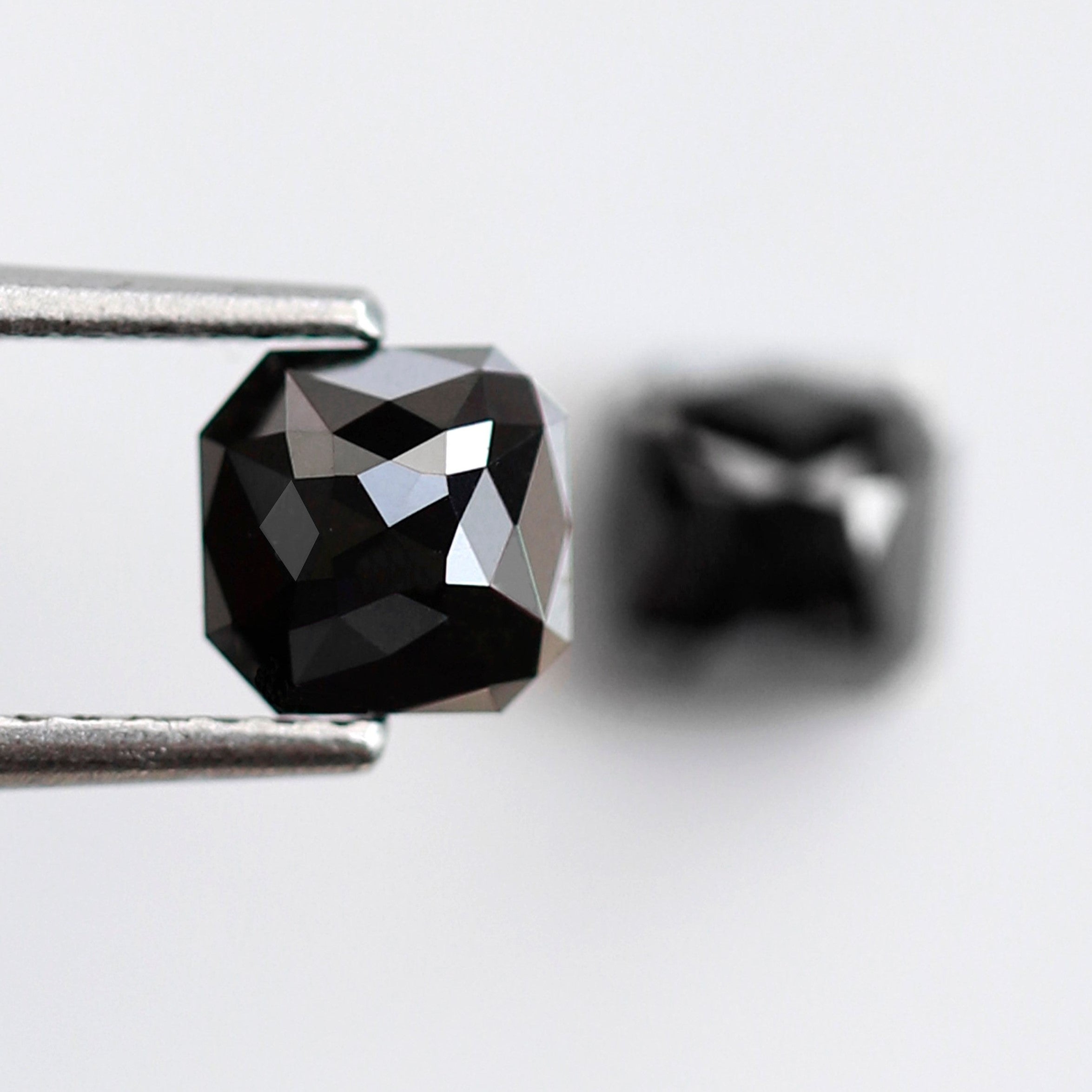 Pair of Asscher Shape Black Diamond 1.64 Carat AAA Quality Diamond 5 MM Loose Natural Black Color Diamond - Blackdiamond