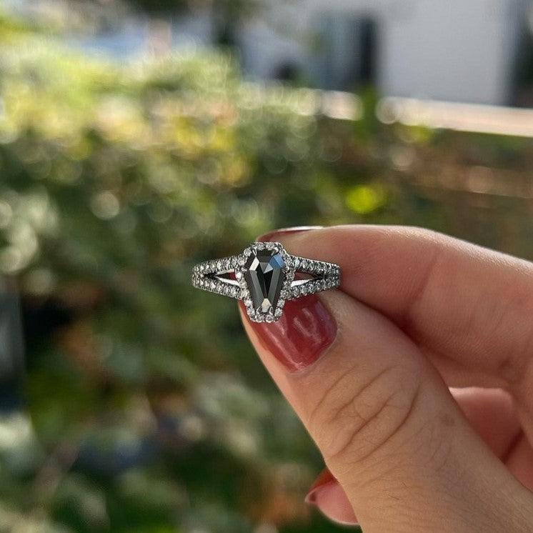 1ct Natural Forever Love Black and White Diamond Ring - Blackdiamond