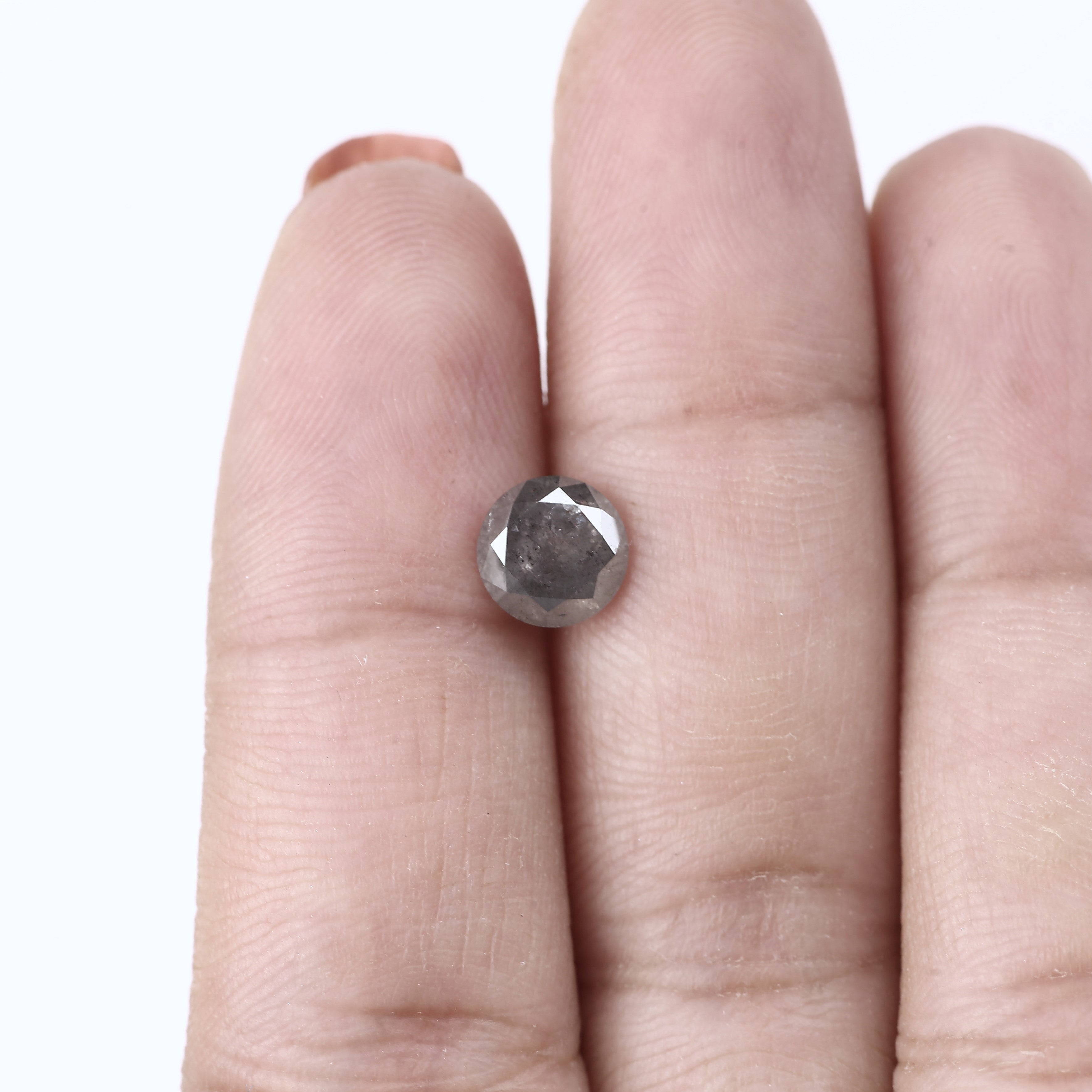 1.35 Ct Natural Grey Salt and Pepper Diamond, 6.9 MM, Perfect for Engagement Rings.