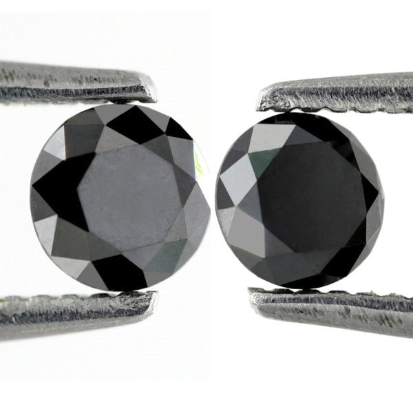 0.61 Carat 4.1 X 4.1 X 2.8 mm natural round black diamond pair for men earrings - Blackdiamond