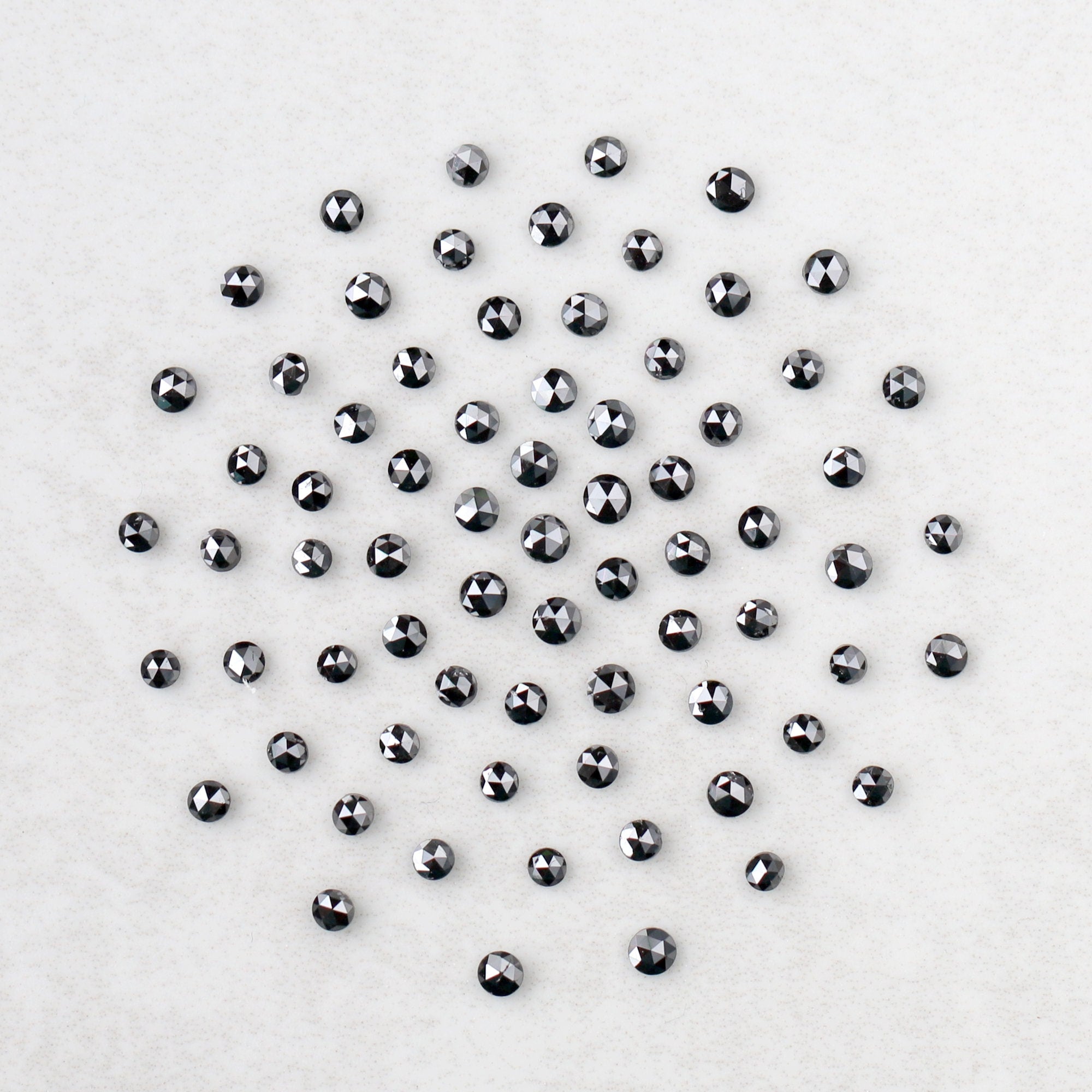 5.08 Carat Loose Natural Round Diamond 2.2 to 2.7 MM Heated Black Color Diamond Conflict Free Black Diamond For Unique Bridal Jewelry - Blackdiamond