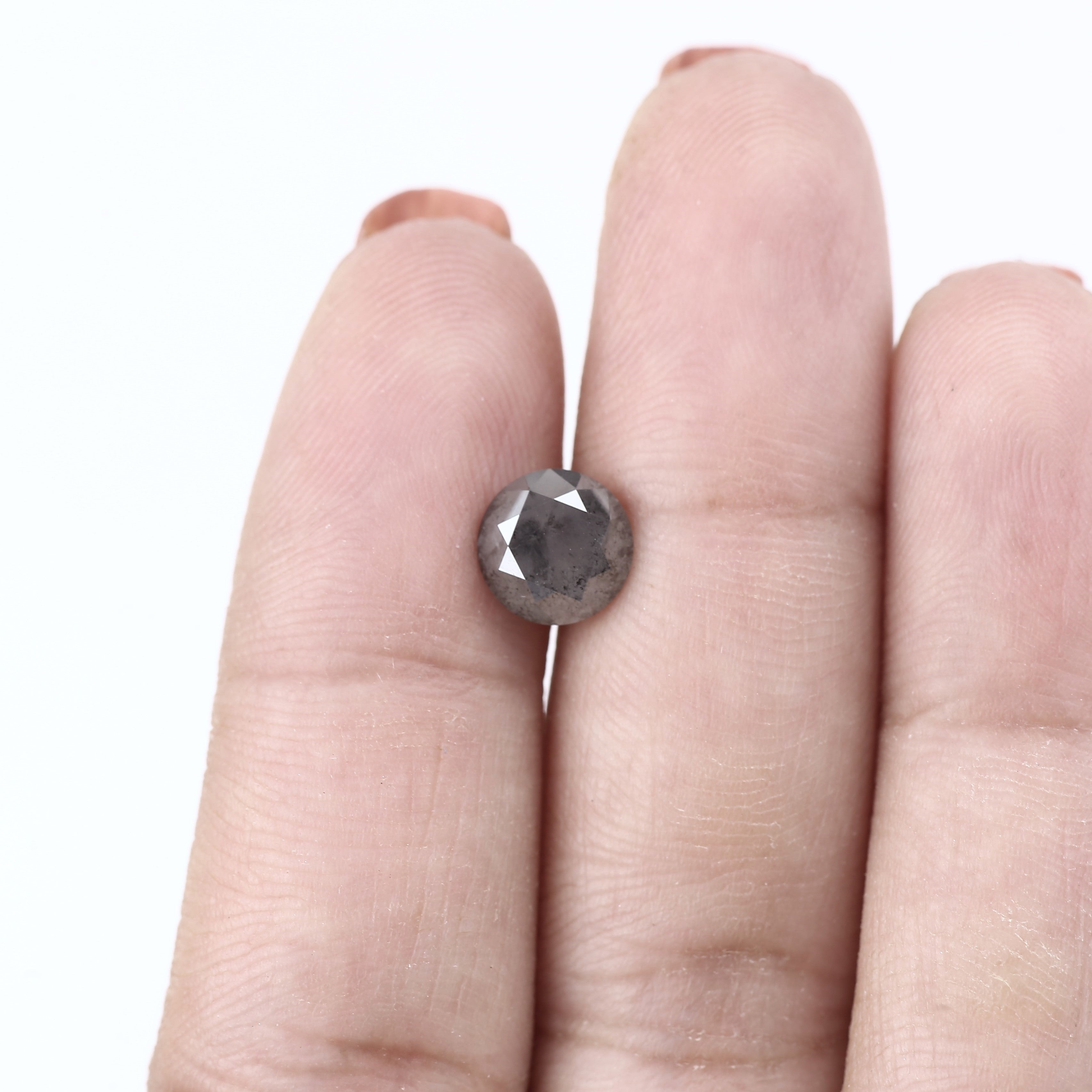 1.95 Carat Fancy Gray Round Diamond 7.4 MM Perfect for Custom Jewelry