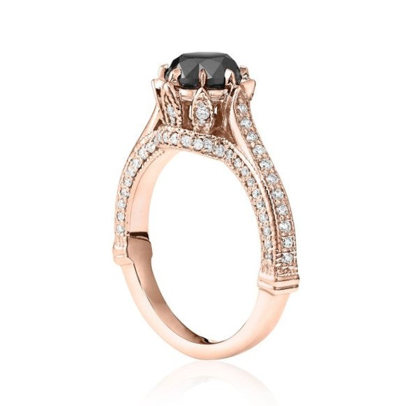 Real Black Diamond Ring 14K Gold - Blackdiamond