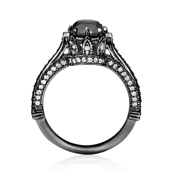 Real Black Diamond Ring 14K Gold - Blackdiamond