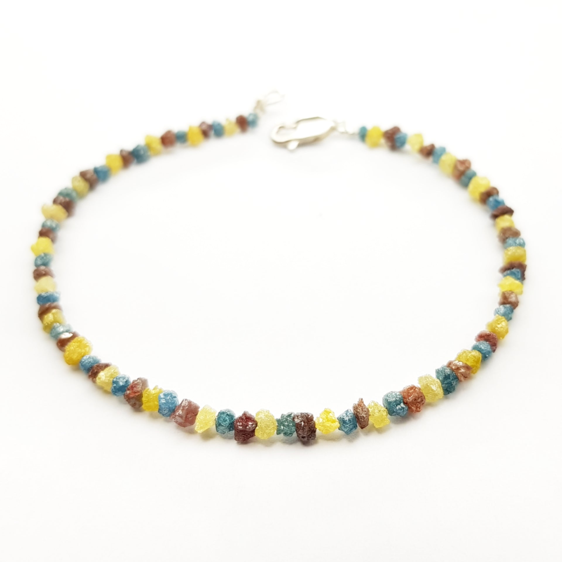 8 Carat Natural Red Blue Yellow Rough Diamond Beads Necklace