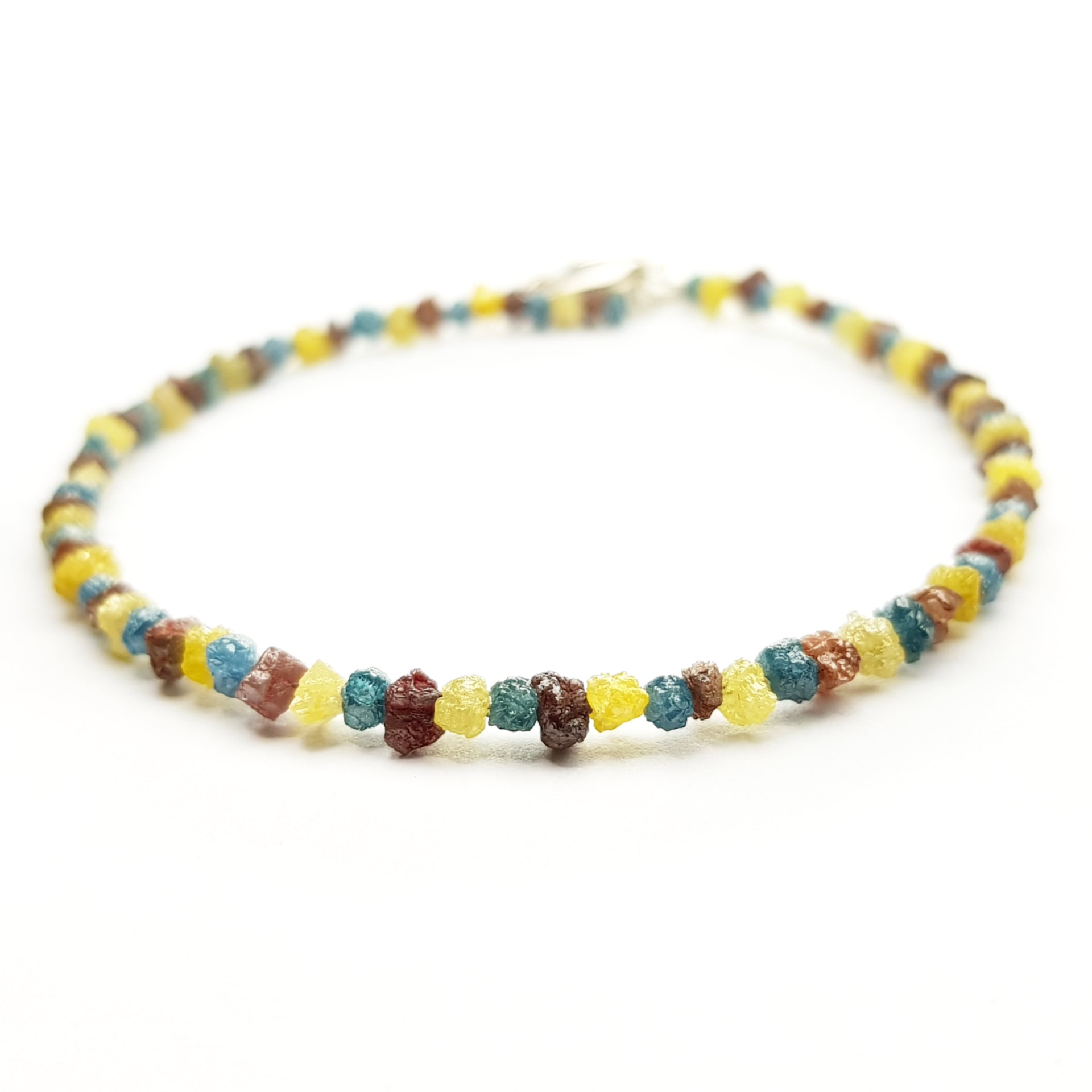 8 Carat Natural Red Blue Yellow Rough Diamond Beads Necklace