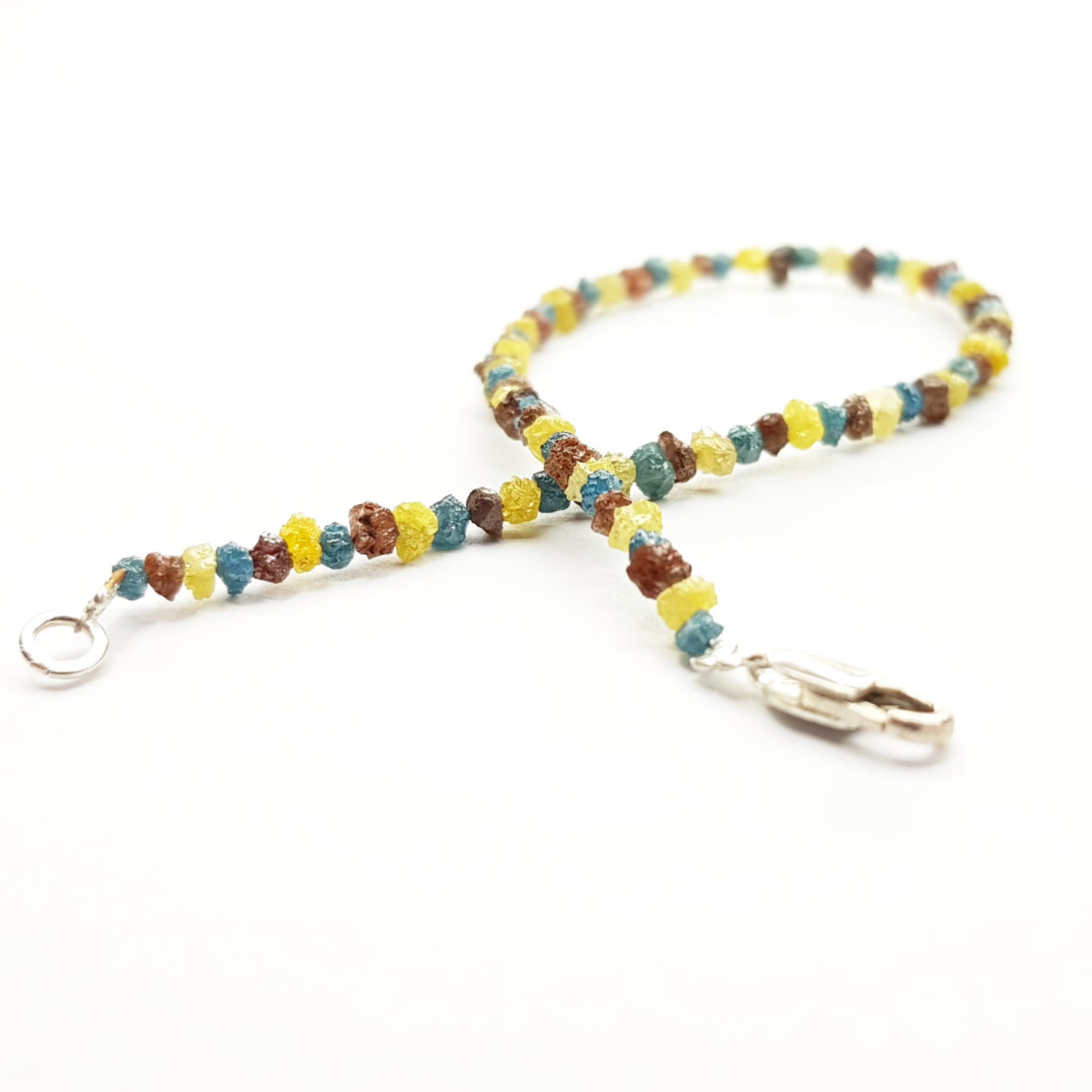 8 Carat Natural Red Blue Yellow Rough Diamond Beads Necklace