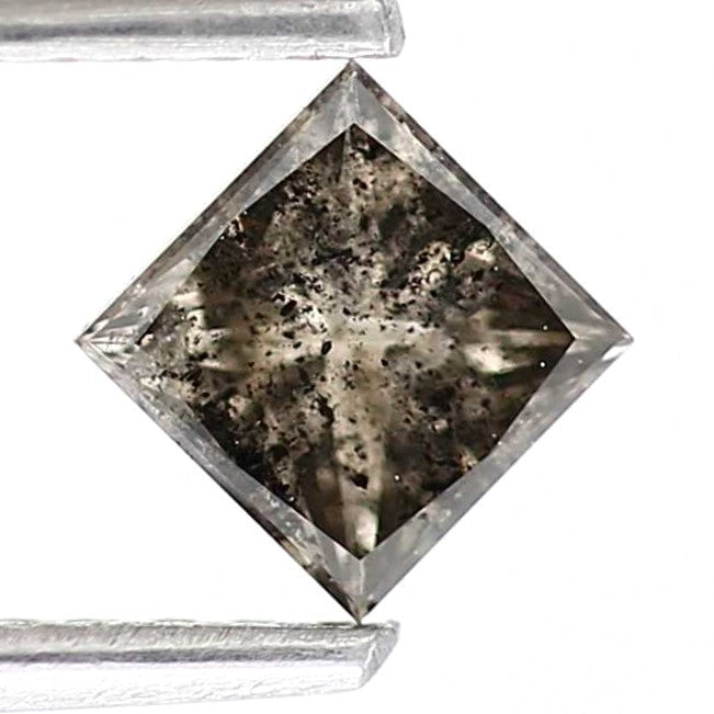 0.45 Carat 4 MM Natural Brown Princess Cut Salt and Pepper Diamond - Blackdiamond