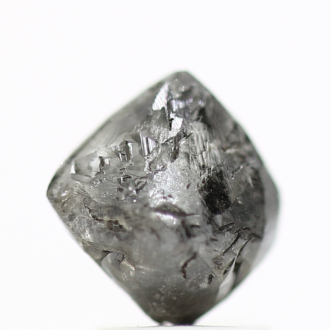 2.36 Carat Octahedron Diamond Rough Natural Raw Black Diamond 7.40 MM - Blackdiamond