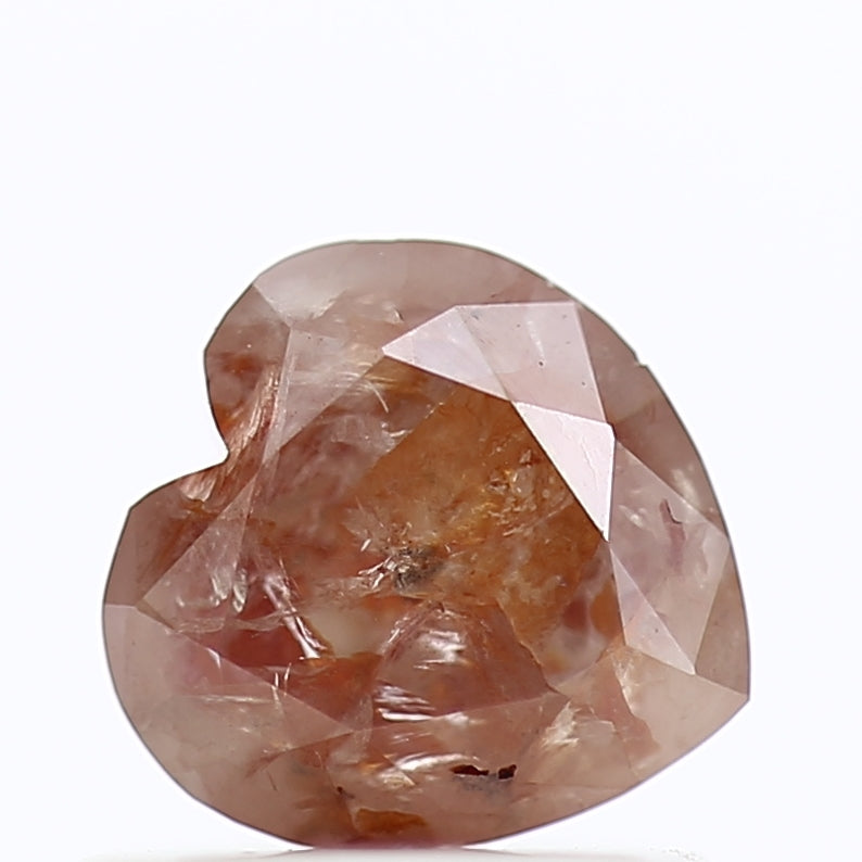 0.64ct Heart Orange Diamond Brilliant Cut Salt And Pepper Diamond 5.67 MM