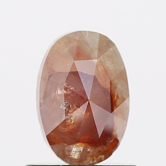 0.68 Carat Orange Rose Cut Oval Diamond 6.6 MM