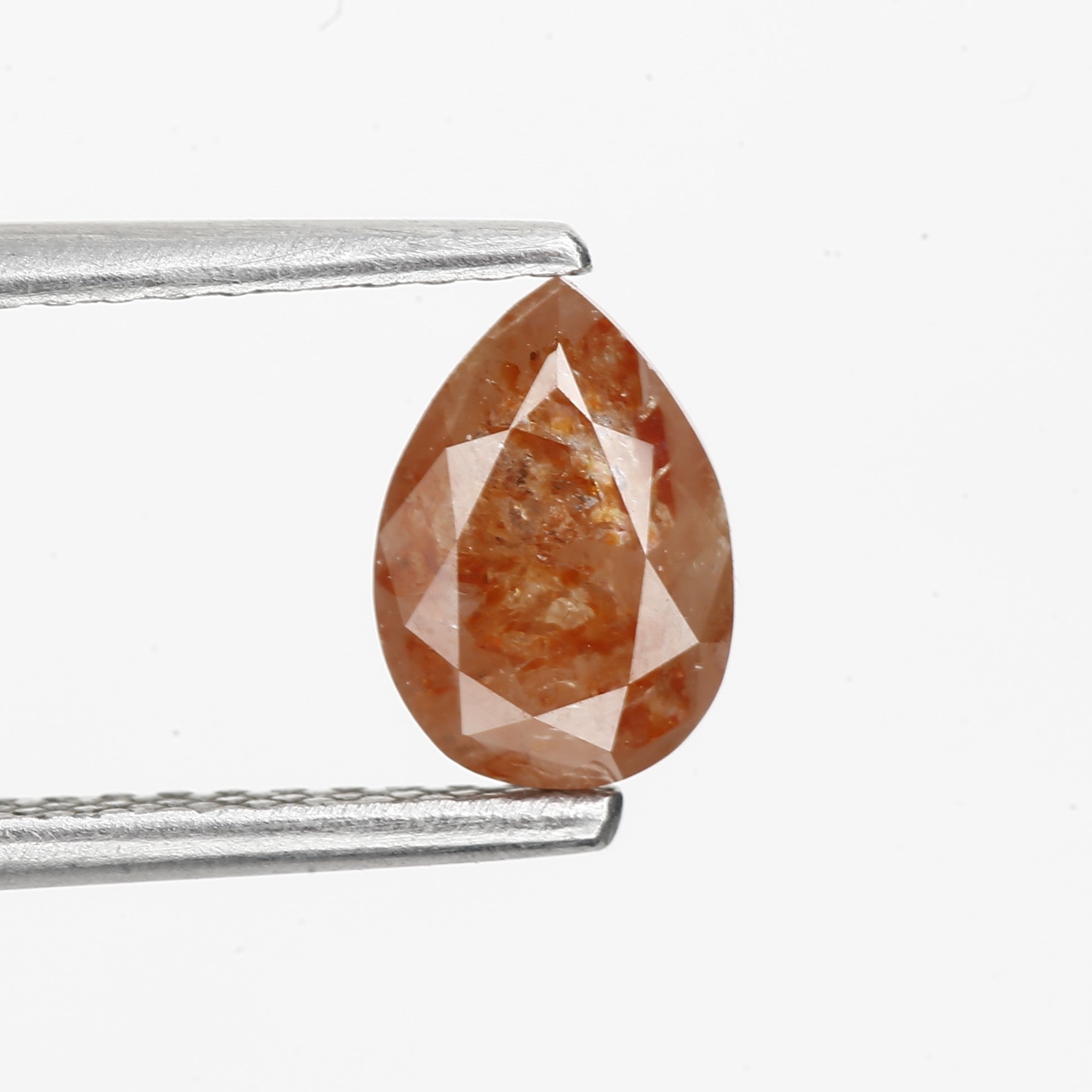 0.79 Carat Fancy Orange Pear Salt and Pepper Diamond 7.12 MM