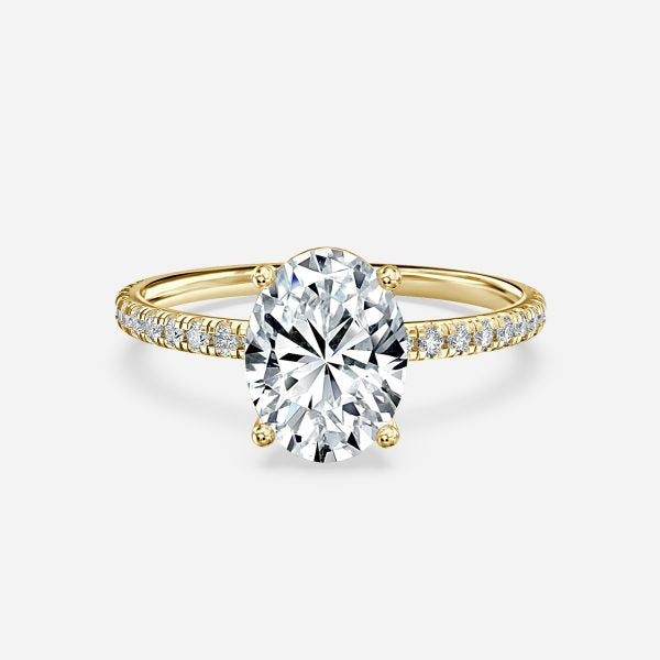 Lux Oval Diamond Band Engagement Ring 14K / 18K Solid Gold