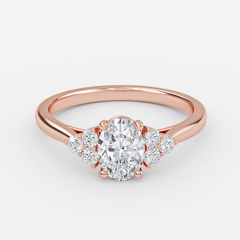 Nika Oval Cluster Engagement Ring 14K / 18K Solid Gold