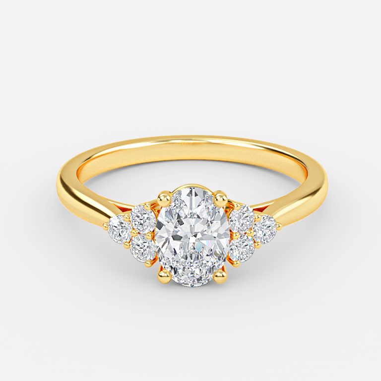Nika Oval Cluster Engagement Ring 14K / 18K Solid Gold
