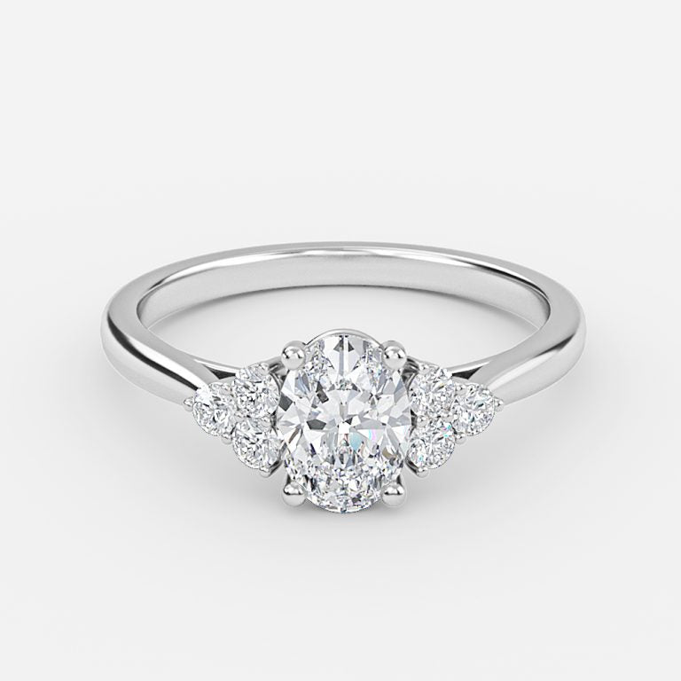 Nika Oval Cluster Engagement Ring 14K / 18K Solid Gold