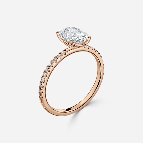 Ulip Oval Diamond Band Engagement Ring 14K / 18K Solid Gold