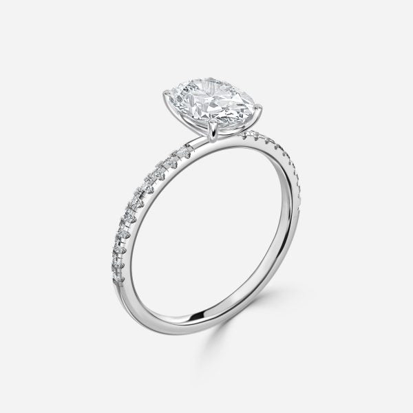 Ulip Oval Diamond Band Engagement Ring 14K / 18K Solid Gold