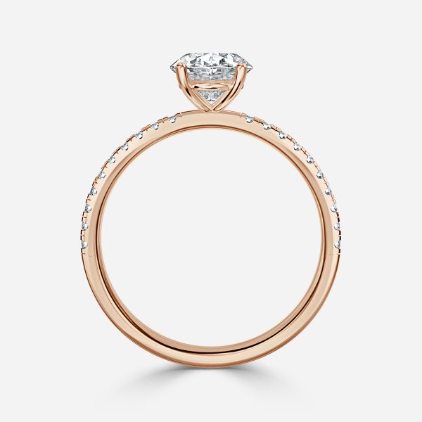 Ulip Oval Diamond Band Engagement Ring 14K / 18K Solid Gold