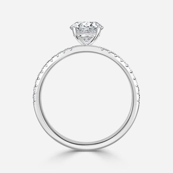 Ulip Oval Diamond Band Engagement Ring 14K / 18K Solid Gold