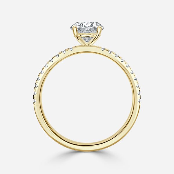 Ulip Oval Diamond Band Engagement Ring 14K / 18K Solid Gold