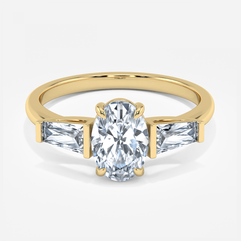 Jeraldine Oval Three Stone Engagement Ring 14K / 18K Solid Gold