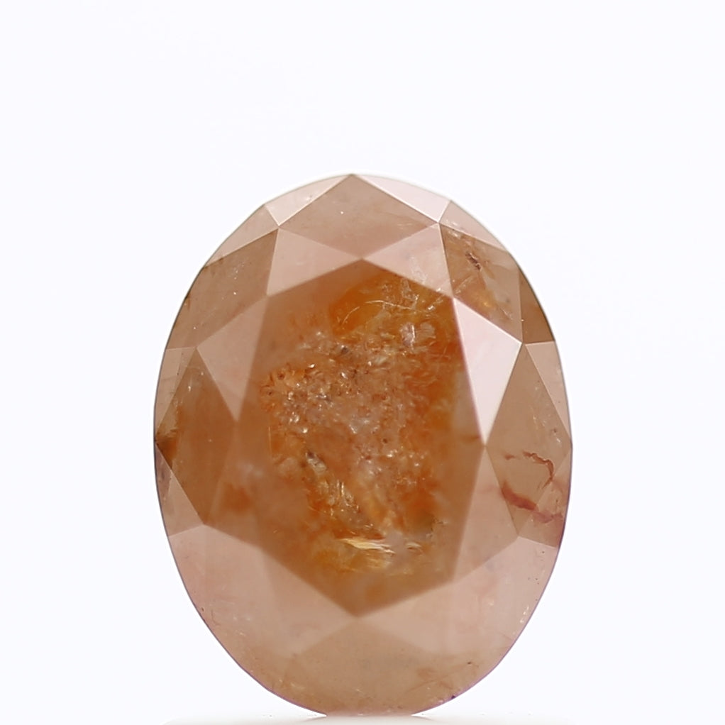 1.30 Carat Natural Orange Oval Cut Salt And Pepper Diamond 7.37 MM
