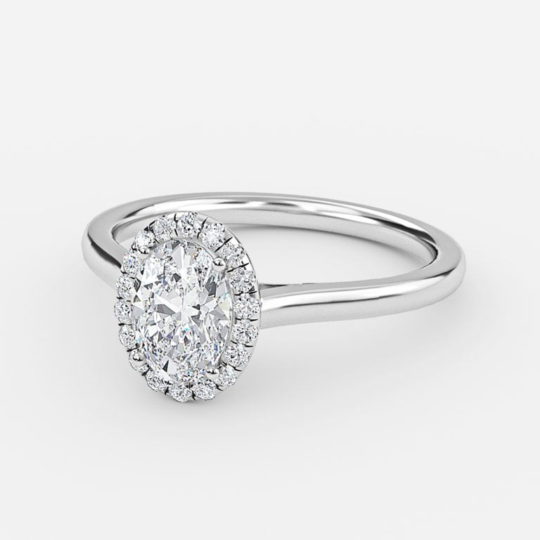 Kevi Oval Halo Engagement Ring 14K / 18K Solid Gold