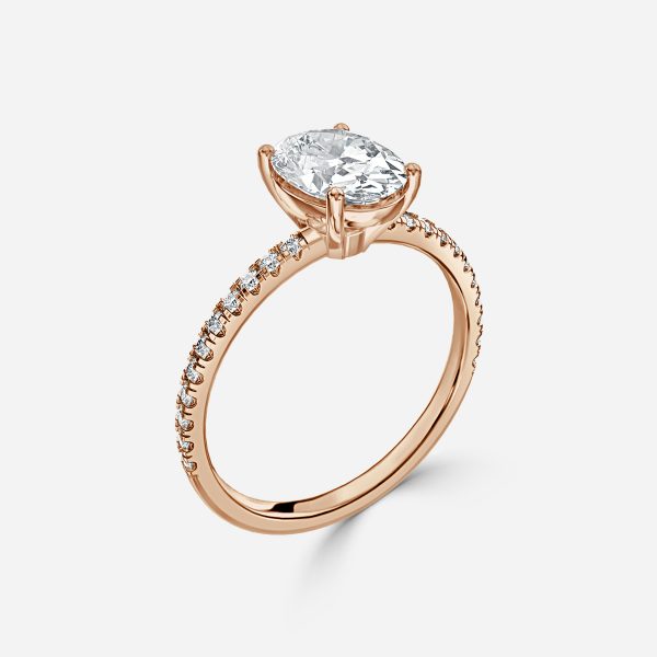 Lux Oval Diamond Band Engagement Ring 14K / 18K Solid Gold