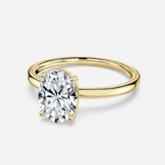 Deltic Oval Solitaire Engagement Ring 14K / 18K Solid Gold