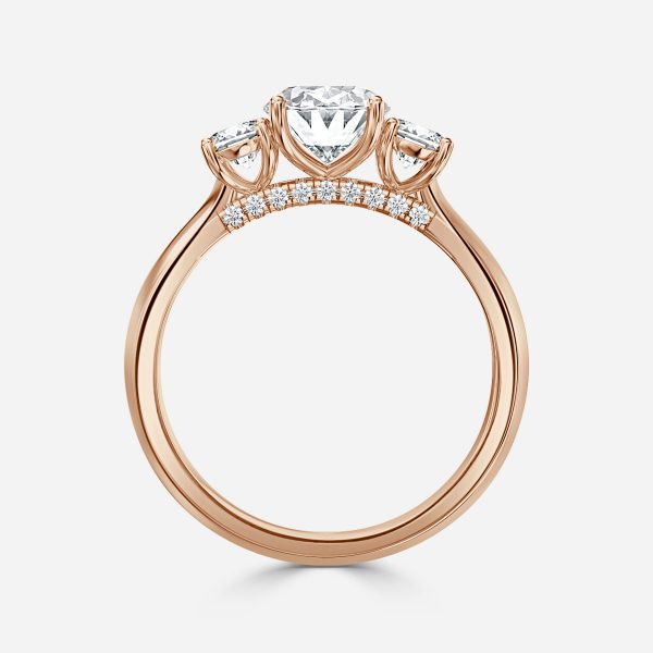 Cae Oval Three Stone Engagement Ring 14K / 18K Solid Gold