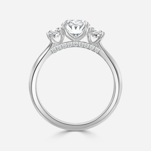 Cae Oval Three Stone Engagement Ring 14K / 18K Solid Gold
